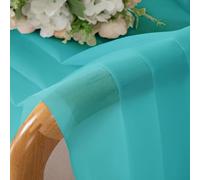 Chyhomenyc Lot de 2 rideaux transparents turquoise de 137 cm de long, rideaux courts filtrant la lumière, rideaux courts pour salon, chambre à coucher, petites fenêtres, 106 x 114 cm