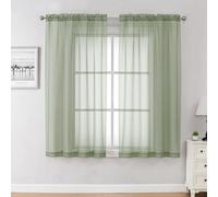 Chyhomenyc Lot de 2 Rideaux Transparents Vert Sauge de 114 cm de Long avec Passe-Tringle pour Salle à Manger, Salle de Bain, Salon, Chambre à Coucher, 106,7 x 114,3 cm (l x L)
