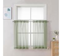 Chyhomenyc Lot de 2 rideaux transparents vert sauge de 76,2 cm de long avec passe-tringle pour petite fenêtre de salle de bain, salon, ferme, 106,7 x 76,2 cm (l x L)