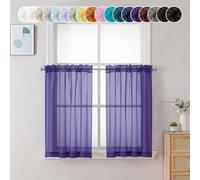 Chyhomenyc Lot de 2 Rideaux Transparents Violets de 61 cm de Long, Traitement de Petite fenêtre pour Salle de Bain, Salon, sous-Sol, Panneaux Courts avec Passe-Tringle, 106,7 x 61 cm (l x L), 2