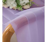 Chyhomenyc Lot de 2 Rideaux Transparents Voile Lilas de 137 cm de Long, filtrant la lumière, Rideaux Courts Porte avec Passe-Tringle pour Salon, Chambre à Coucher, Petites fenêtres, 106 x 114 cm