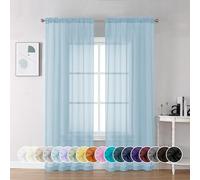Chyhomenyc Lot de 2 Rideaux Voile Transparents Bleu Ciel de 213 cm de Long, Rideaux de Fenêtre Transparents Doux et Aérés avec Porte Rideau pour Chambre à Coucher, Salon, 106 x 213 cm Chacun