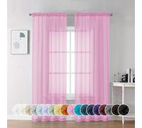 Chyhomenyc Lot de 2 rideaux voile transparents roses de 183 cm de long, rideaux de fenêtre doux et aérés avec passe-tringle pour porte-fenêtre, chambre à coucher, salon, 106 x 183 cm chacun