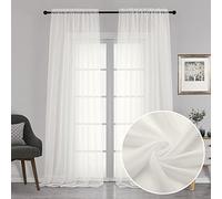 Chyhomenyc Lot de 2 voilages Extra Longs de 305,8 cm avec Passe-Tringle sur Le Dessus - Panneaux de fenêtre légers et aérés pour Salon/Chambre à Coucher, 106,7 x 304,8 cm (l x L), Ivoire