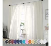 Chyhomenyc Lot de 2 voilages ivoire de 243 cm de long, rideaux élégants filtrant la lumière pour salon, chambre à coucher, 106 x 243 cm (l x L), ivoire