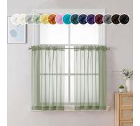 Chyhomenyc Lot de 2 voilages courts de 91,4 cm de long pour petite fenêtre, salle de bain, café, salon, 106,7 x 91,4 cm (l x L), vert sauge