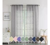 Chyhomenyc - Marilyn - Lot de 2 voilages doux et aérés filtrant la lumière, en jacquard texturé, pour fenêtre de chambre à coucher, salon, 96,5 x 213,4 cm (l x L), motif feuillage 3D, gris anthracite