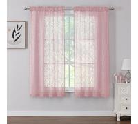 Chyhomenyc Marilyn - Lot de 2 panneaux de rideaux transparents doux et aérés avec clip feuille 3D pour fenêtre de chambre à coucher, salon, 96 x 160 cm, rose pâle