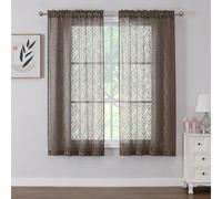 Chyhomenyc - Marilyn - Lot de 2 voilages doux et respirants filtrant la lumière en jacquard texturé pour fenêtre de chambre à coucher, salon, 96,5 x 160 cm (l x L), motif feuillage 3D, marron chocolat