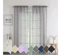 Chyhomenyc - Marilyn - Lot de 2 voilages doux filtrant la lumière, en jacquard texturé, pour fenêtre ou porte-fenêtre de chambre, salon, 96,5 x 182,9 cm (l x L), motif feuillage 3D, gris anthracite