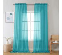 Chyhomenyc Rideaux transparents turquoise 229 cm de long 2 panneaux, voilage léger filtrant doux aéré élégant pour la chambre à coucher, le salon, la décoration de mariage et de fête, 106,7 x 229 cm