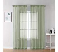 Chyhomenyc Rideaux Transparents Vert Sauge, 2 Panneaux, filtrage de la lumière, Doux, aéré, Lisse, élégant, Rideaux de Traitement de fenêtre pour Chambre à Coucher, Salon
