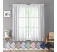Chyhomenyc Rideaux Voile transparents en lin S2 Blanc 40 x 60 cm