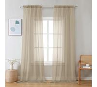 Chyhomenyc Lot de 2 rideaux transparents taupe, filtrant la lumière, doux, aérés et élégants, en voile pour chambre à coucher, salon, décoration de fête de mariage, 106,7 x 243,8 cm (l x L), taupe