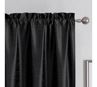 Chyhomenyc Uptown Lot de 2 rideaux de fenêtre occultants en soie synthétique douce et brillante avec passe-tringle pour chambre à coucher et salon, 101,6 x 183 cm, noir brillant
