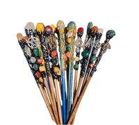 CHYIFSHIYM Baguette magique en pierre précieuse naturelle - Baguette magique à point unique et double pour costume de fée d'Halloween, énergie de guérison, sorcellerie à faire soi-même, baguette en