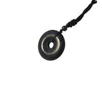 CHYIFSHIYM Collier avec pendentif donut en shungite naturelle | Bijoux en cristal fait à la main pour l'équilibre et l'harmonie | 50 % à 70 % de shungite de carbone