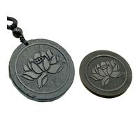 CHYIFSHIYM Collier avec pendentif fleur de lotus Shungite pour téléphone, équilibrage des chakras, bijoux en pierre de verre faits à la main, collier de protection en verre de guérison, harmonie