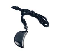 CHYIFSHIYM Pendentif lune en shungite noire - Teneur en carbone de 50 à 70 % - Bijoux d'énergie naturelle et de guérison des chakras pour la protection et la méditation, taille M, shungite, sans