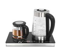 Chynalys Bouilloire électrique, 2,5 l, à double flamme, avec 5 réglages de température et écran LCD, transparent, 1800 W, avec base de contrôle tactile, BJB-1