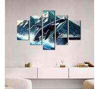 chyongshan Car Poster 5 Panel Canvas Printed Modern Wall Art Poster Home Decoration 150x80cm with Frame