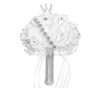 ChYoung Bouquets De Mariage Pour Mariée Demoiselle D’honneur Roses Artificielles Fleurs Avec Diamant Soie Rubans Mariée Tenant Fleur Jeter Bouquet Mariée Demoiselle D’honneur Bouquets