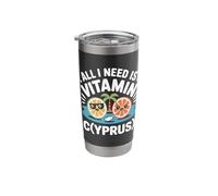 Chypre All I Need Is Vitamin Cyprus Drapeau de l'île Chypre Gobelet isotherme en acier inoxydable double paroi