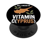 Chypre All I Need is Vitamin Cyprus Drapeau de l'île Chypre PopSockets PopGrip Adhésif