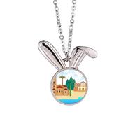 Chypre National Landmark Building Collier pendentif lapin animal bijoux cadeau