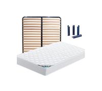 Ensemble matelas et sommier Altobuy CHYPRE - Pack Matelas + Lattes 130x190 + Pieds -