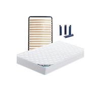 CHYPRE - Pack Matelas + Lattes 90x190 + Pieds -
