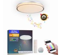 chysongoods BZ Plafonnier musical LED 50 cm, compatible Alexa, haut-parleur Bluetooth intégré, effet d'éclairage RVB, intensité variable, livré avec télécommande