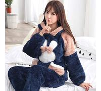 Chyuan Pyjama Femme Hiver，Polaire Pyjama Hiver Filles Pyjamas Ensembles Mode Animal Lapin Pyjamas Pijama Costume Chemise De Nuit Maison Vêtements 2 Pièces, XX, Grand
