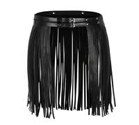 Chyuxinda Ceinture punk pour femme - En cuir synthétique - Avec franges - Ceinture décorative, Noir , taille unique