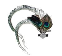 Chyuxinda Gatsby Barrette à cheveux style bohème années 1920 avec plume de paon pour Halloween, cosplay, carnaval, fête