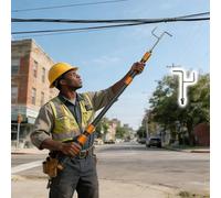 CHZDPP Poteau de Support de Fil Isolé Asta telescopica isolata Con gancio e occhiello, palo Isolante Con tensione di tenuta 45 KV, per prevenire scosse elettriche(#E Hook,8m/26.2 ft)