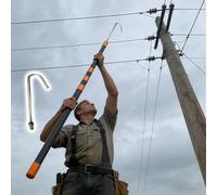 CHZDPP Poteau de Support de Fil Isolé Systèmes de Support de câbles industriels avec Crochet, Support de câbles électriques isolé Extensible, Outils de sécurité isolés 45 KV(#6 Hook,9m/29.5 ft)