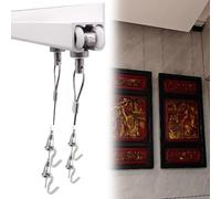 CHZFFD Cimaise Pour Tableau Système Système De Suspension Sur Rail D'art À Montage Mural Au Plafond Blanc, Pour Bibliothèque, Support De Cadre Photo Robuste(Wall mount,140cm(55.1in))