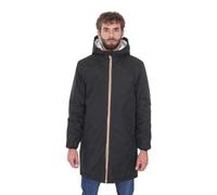 Ciabalù Parka homme d'hiver avec capuche en tissu technique rembourré veste imperméable slim fit, Noir , XXXL