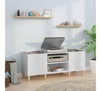 CIADAZ Armoire à disques blanc 121x38x48 cm bois d'ingénierie,Meuble Platine Vinyle,Rangement Vinyle,Porte Vinyle