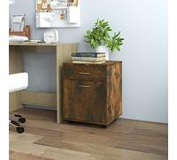 CIADAZ Armoire à roulettes en bois contreplaqué chêne fumé 45 x 38 x 54 cm, classeurs de bureau, armoire avec clé, armoire de bureau - SPU:815963