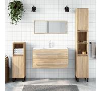CIADAZ Armoire de salle de bain avec miroir en bois d'ingénierie chêne sonoma, meubles pour salle de bain, armoire de salle de bain, meuble de salle de bain auxiliaire, colonne de salle de bain