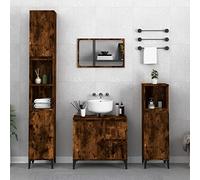 CIADAZ Armoire de salle de bain, colonne de salle de bain, meuble de salle de bain, armoire multifonction, meuble auxiliaire de salle de bain, contreplaqué chêne fumé 30 x 30 x 190 cm
