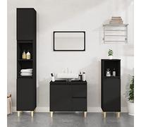 CIADAZ Armoire de salle de bain, colonne de salle de bain, meuble de salle de bain, meuble d'appoint de salle de bain, armoire multifonction, contreplaqué noir 65 x 33 x 60 cm