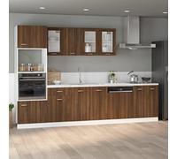 CIADAZ Armoire inférieure de cuisine, meuble bas de cuisine, cuisine complète, meuble sous évier en contreplaqué marron chêne 60 x 46 x 81,5 cm