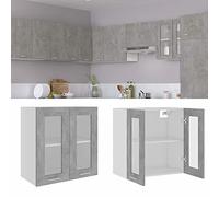 CIADAZ Armoire suspendue, armoire de cuisine, vitrine murale, meubles de cuisine, armoire de salle de bain murale, armoire multi-usages, verre et aggloméré gris béton 60 x 31 x 60 cm
