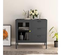 CIADAZ Buffet, buffet, buffet, armoires et vitrines, en acier et verre trempé anthracite 75 x 35 x 70 cm