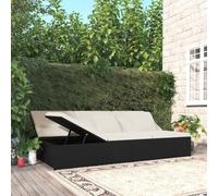 CIADAZ Chaise longue convertible avec coussins, chaise longue de jardin, chaise longue de jardin, chaise longue inclinable, piscine en rotin synthétique noir