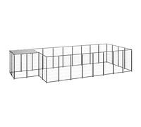 CIADAZ Chenil Noir 10,89 m² Acier,Cage pour Chien,Parc pour Chien,Cage pour Chien Maison321