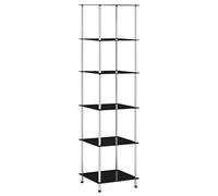 CIADAZ Étagère 6 niveaux, bibliothèque étagère, étagère à livres, étagère escalier, étagères pour chambre d'enfant, meubles étagères, verre trempé noir 40 x 40 x 160 cm